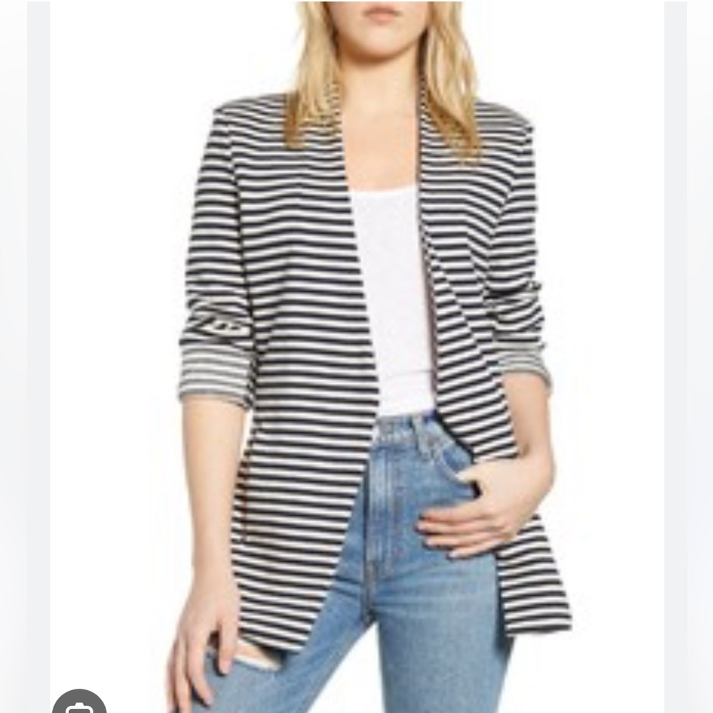 NWT Anthropologie x Bishop + Young Navy Striped Tradewind Blazer women size S